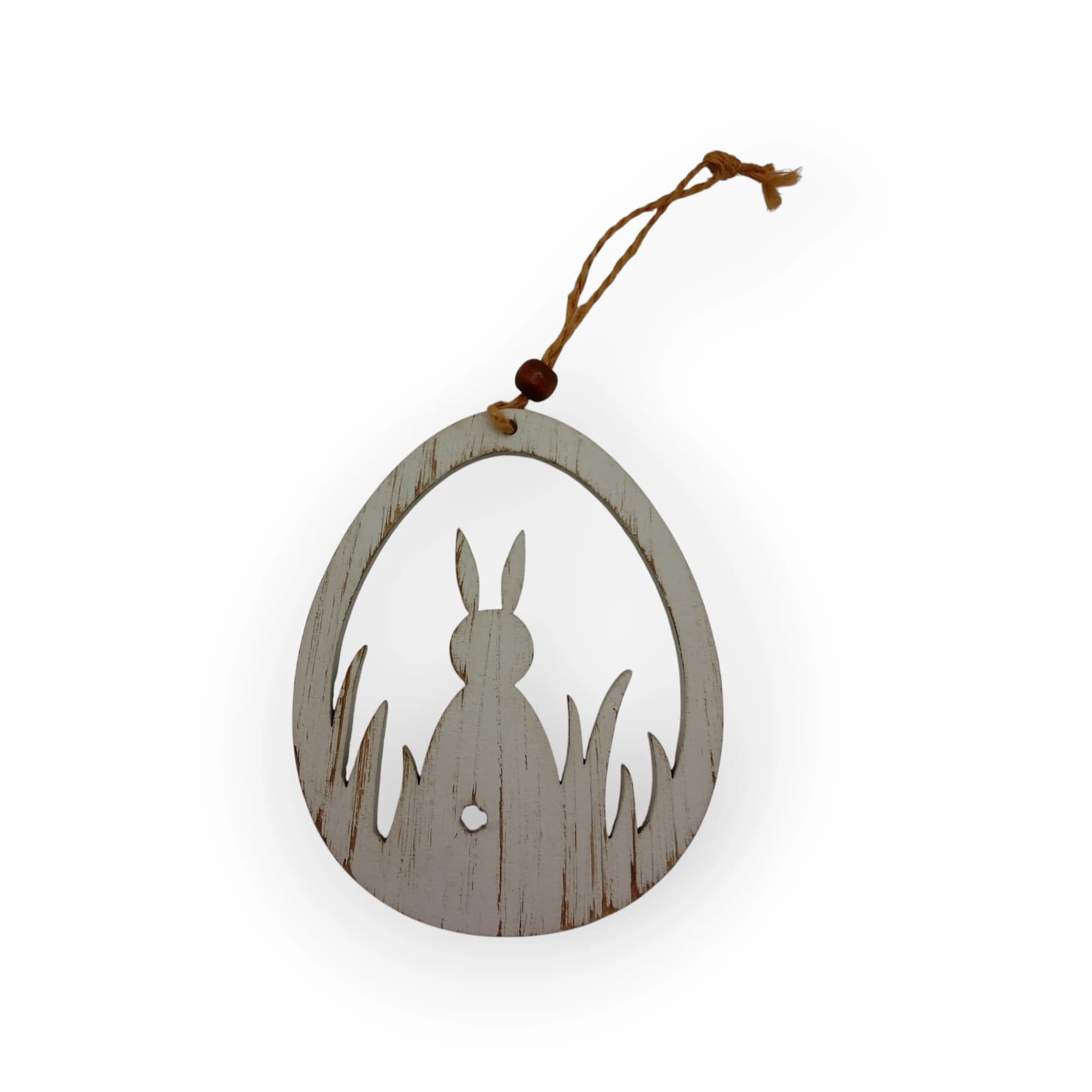 Wooden Bunny on a string painted