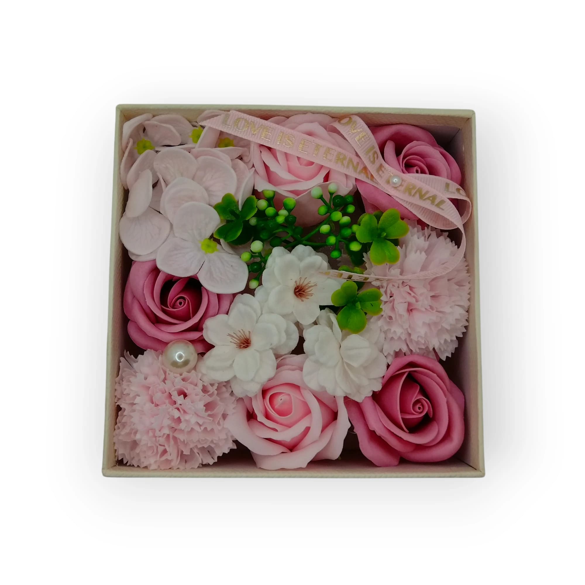 BOX OF ROSES PINKWHITE