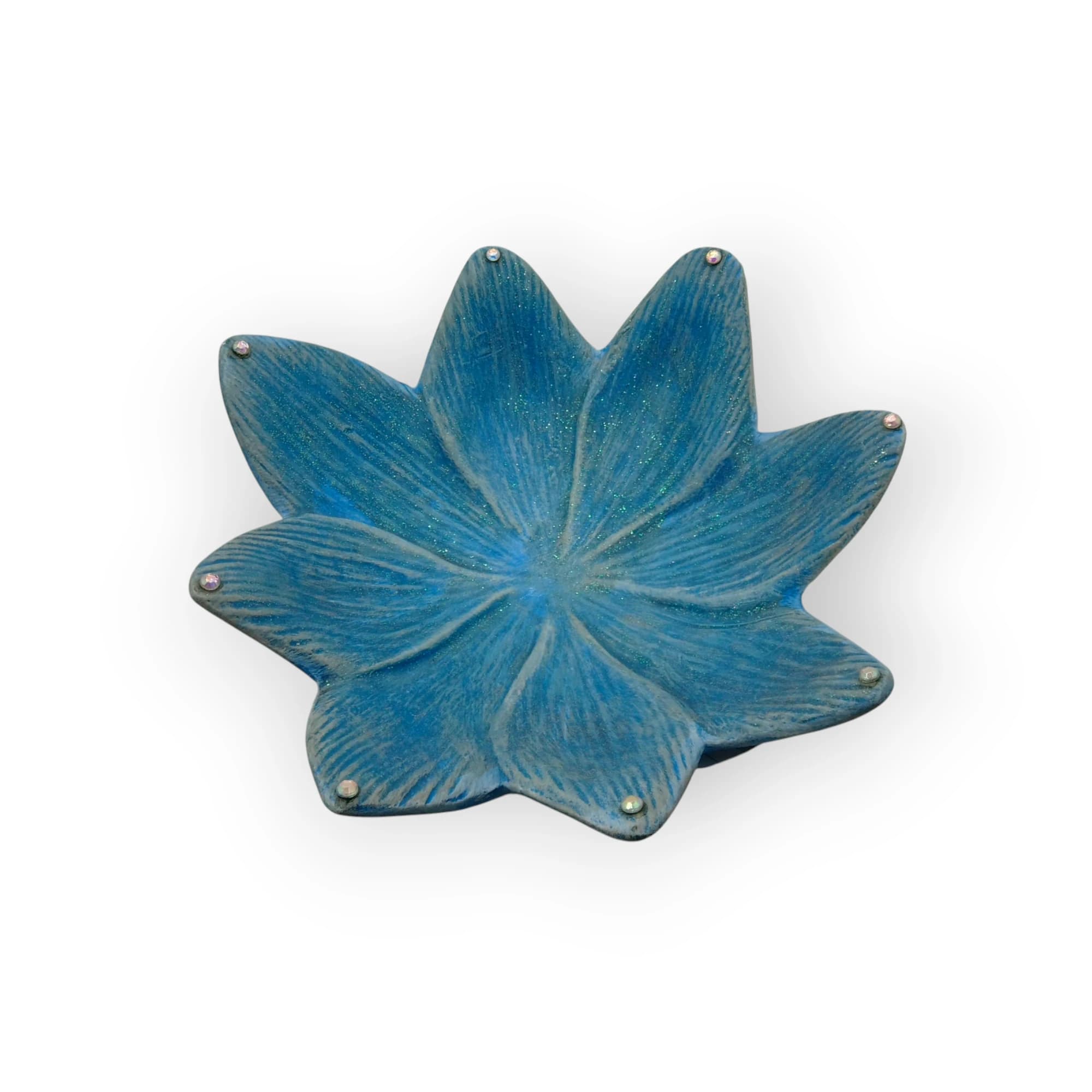 Blue Ceramic Flower Painted