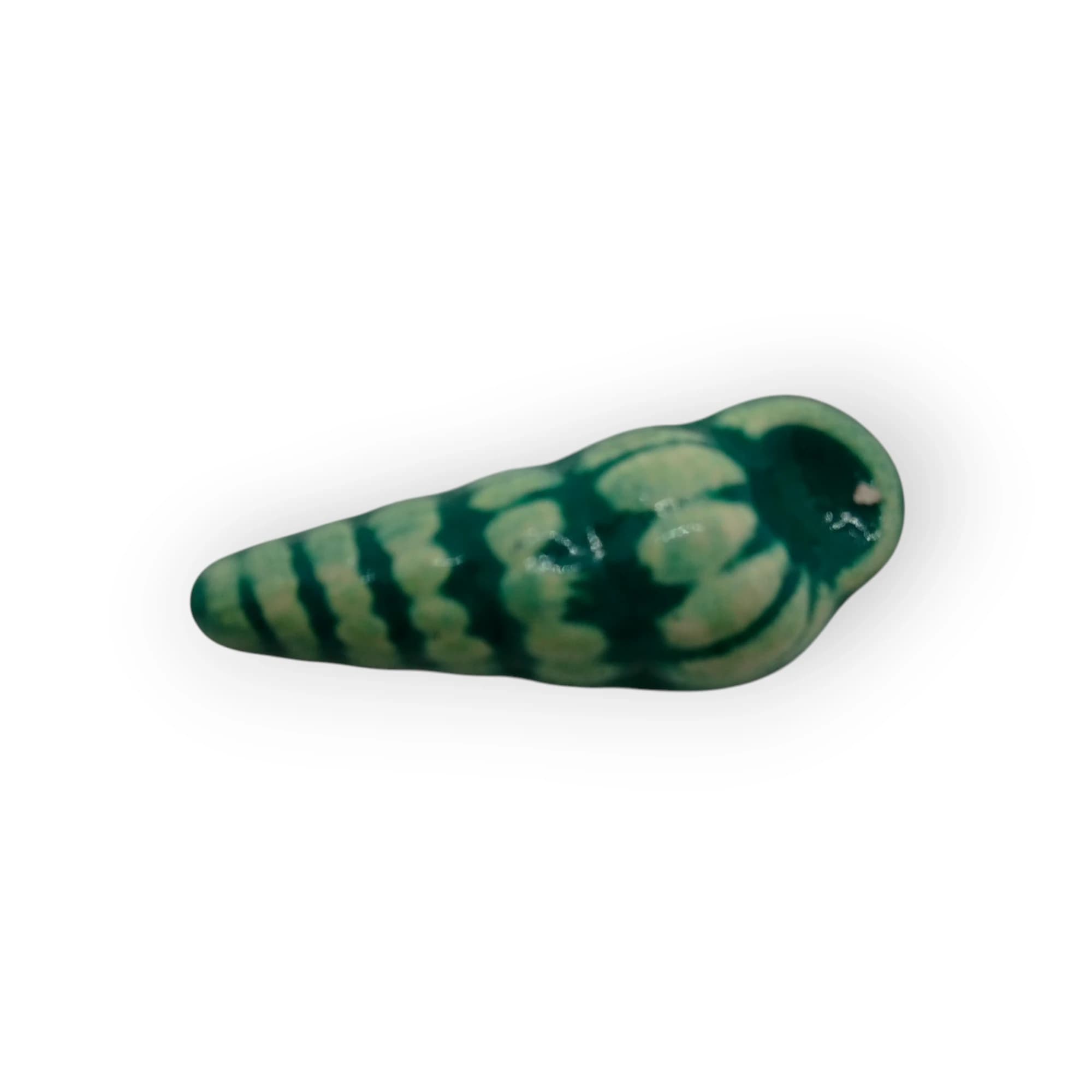 Glazed Ceramic Auger Shell Green