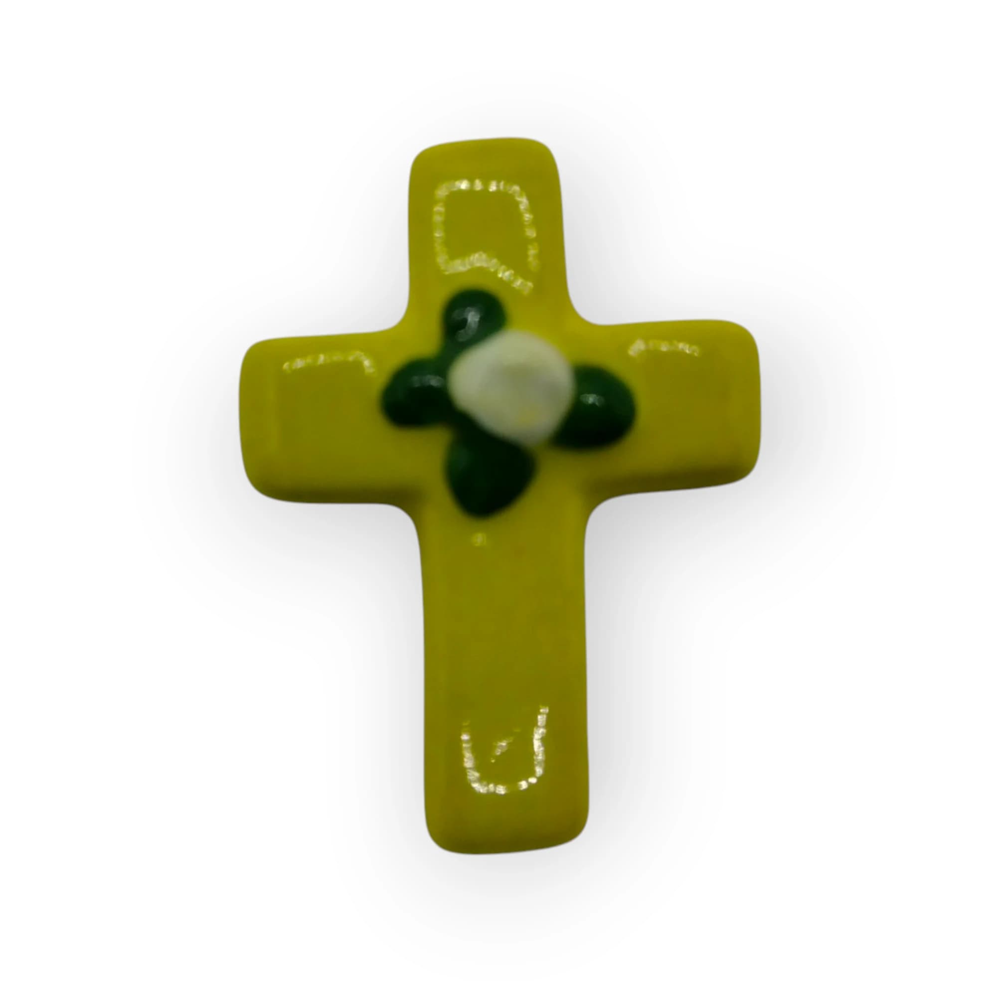 Glazed Ceramic Cross Lime