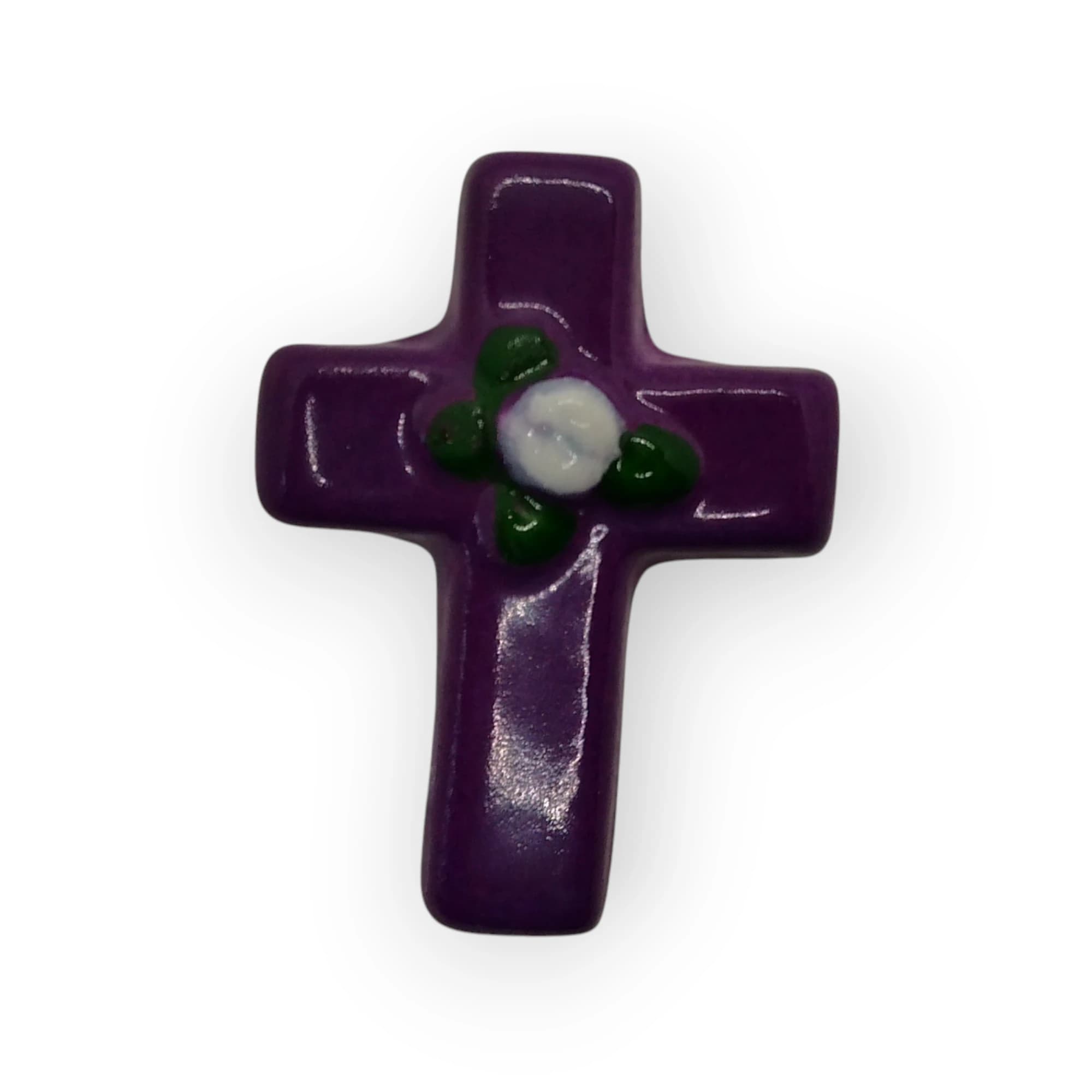 Glazed Ceramic Cross Purple