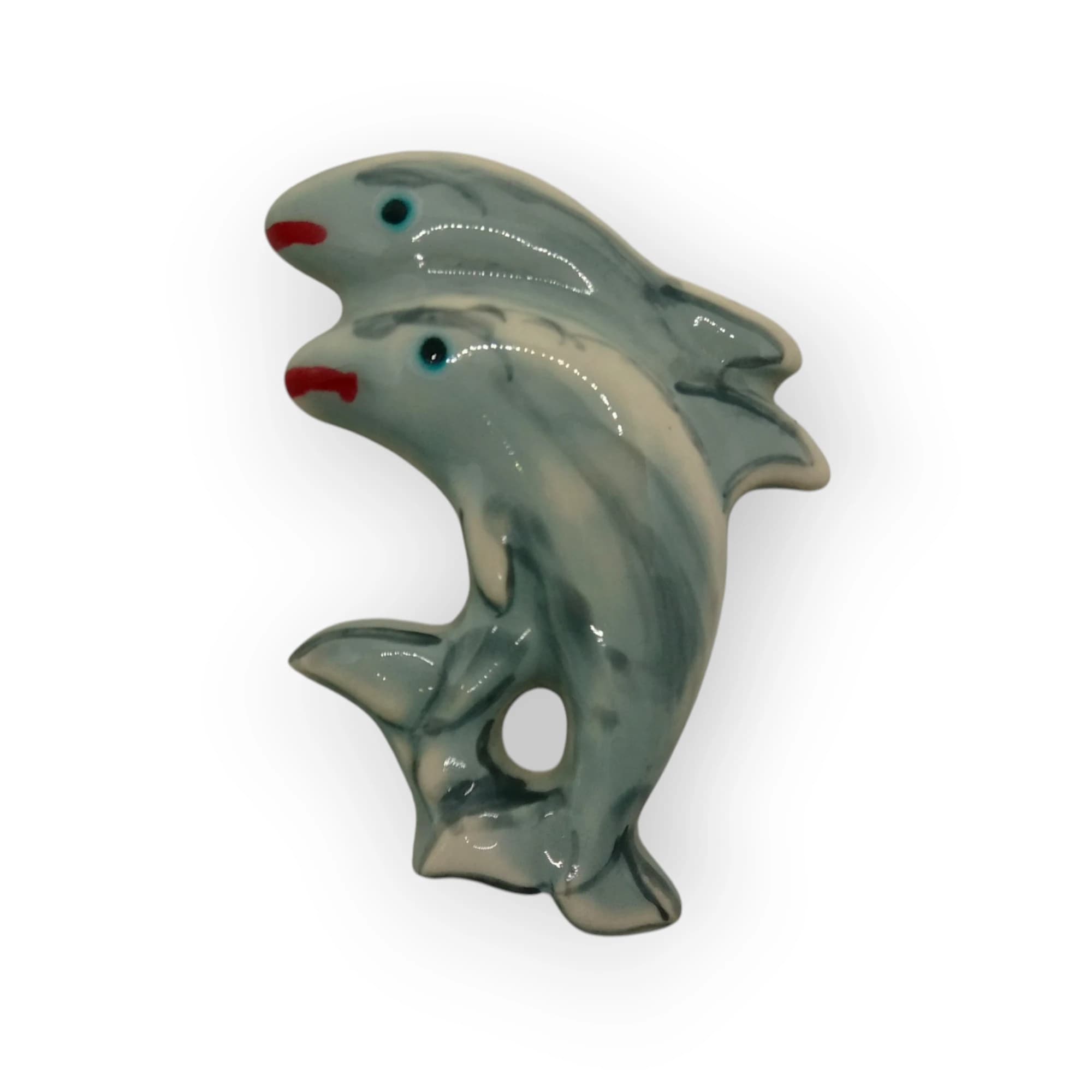 Glazed Ceramic Dolphins Grey