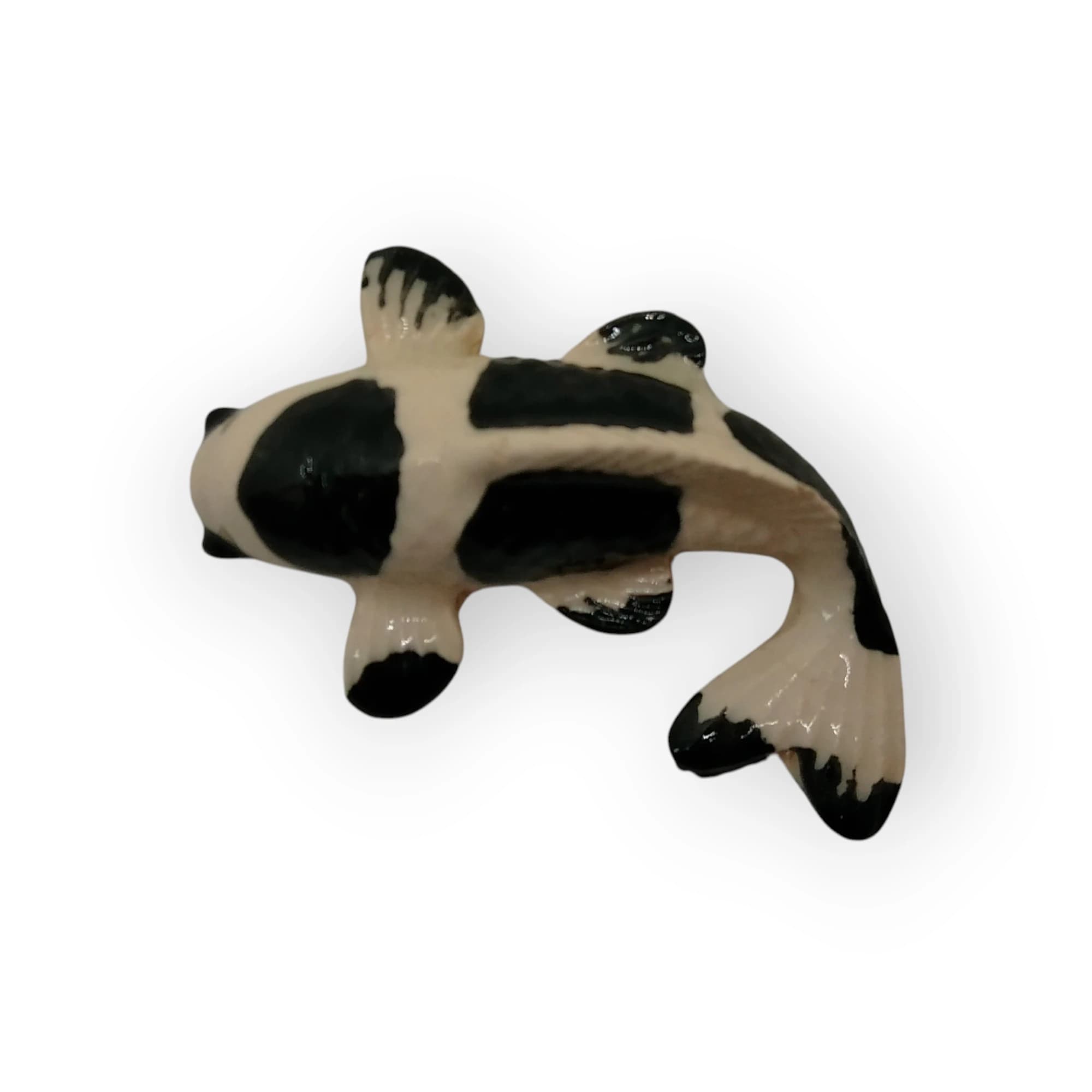 Glazed Ceramic Koi Fish Black White