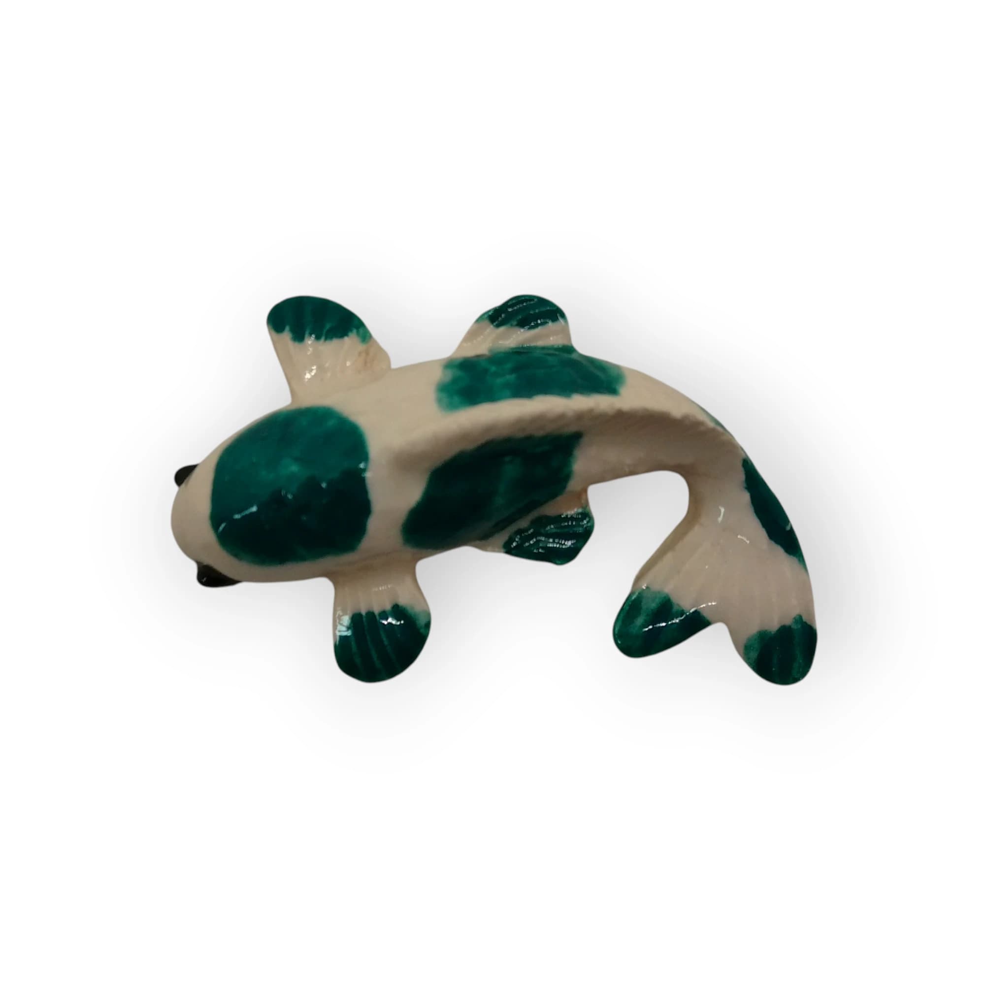 Glazed Ceramic Koi Fish Green White