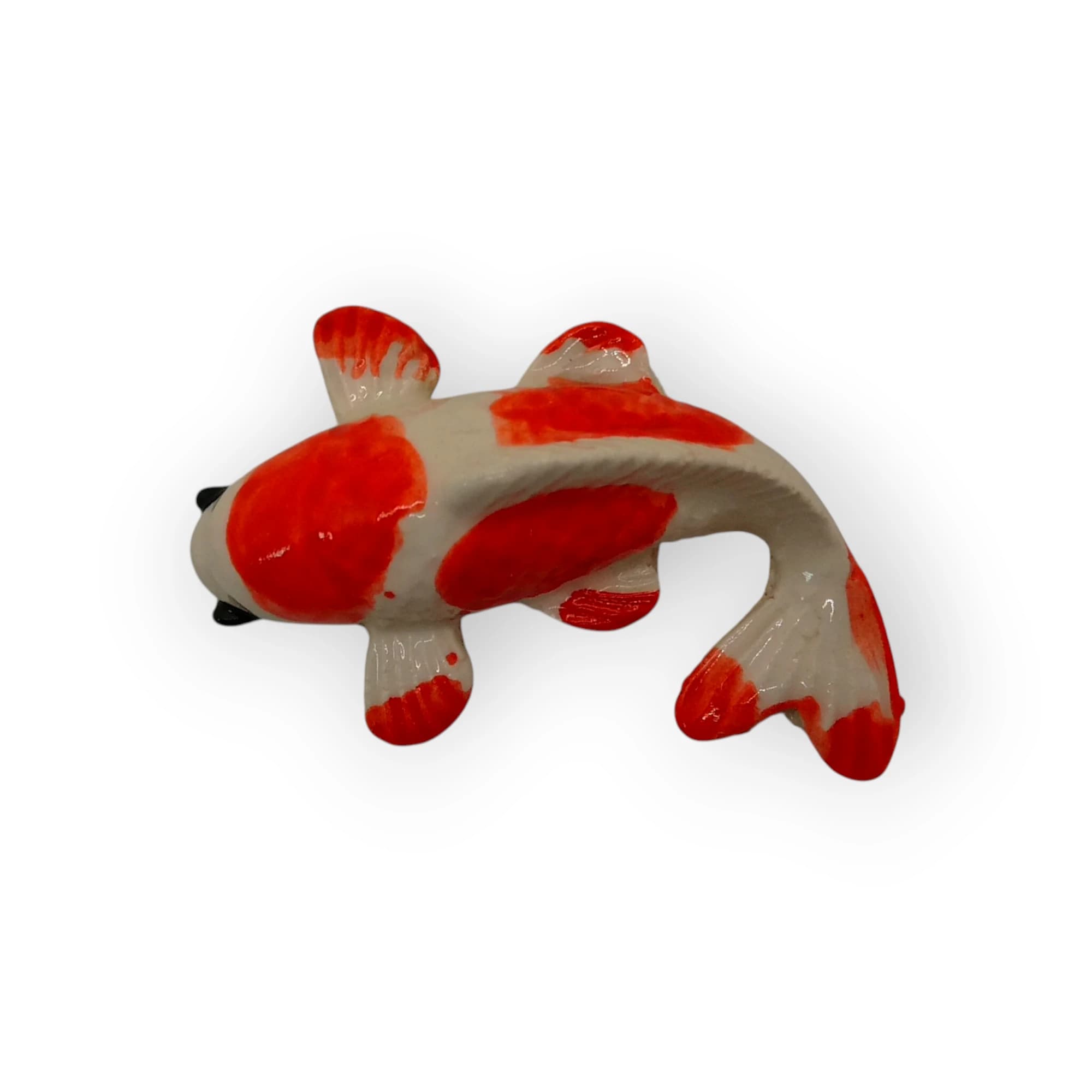 Glazed Ceramic Koi Fish Orange White