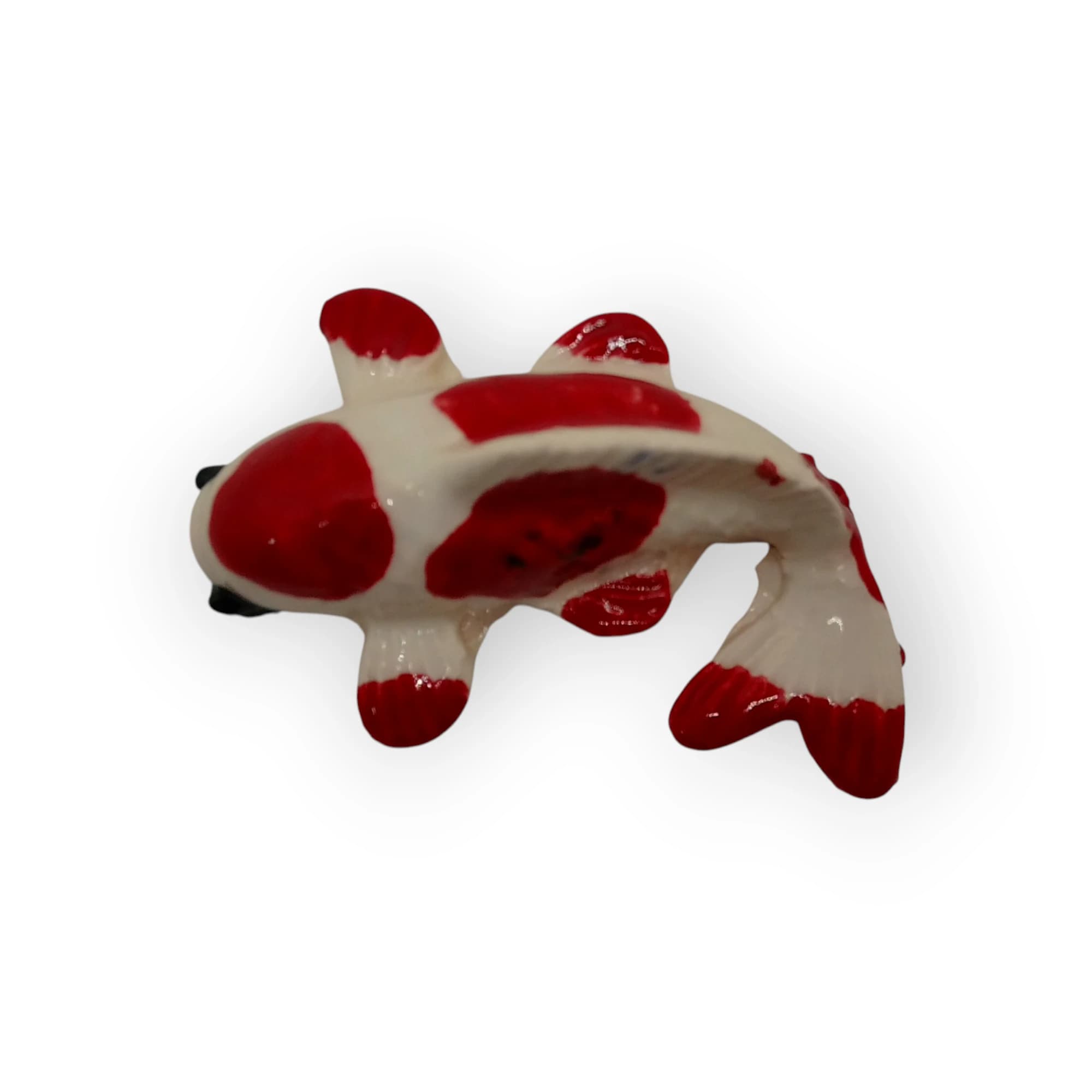 Glazed Ceramic Koi Fish Red White