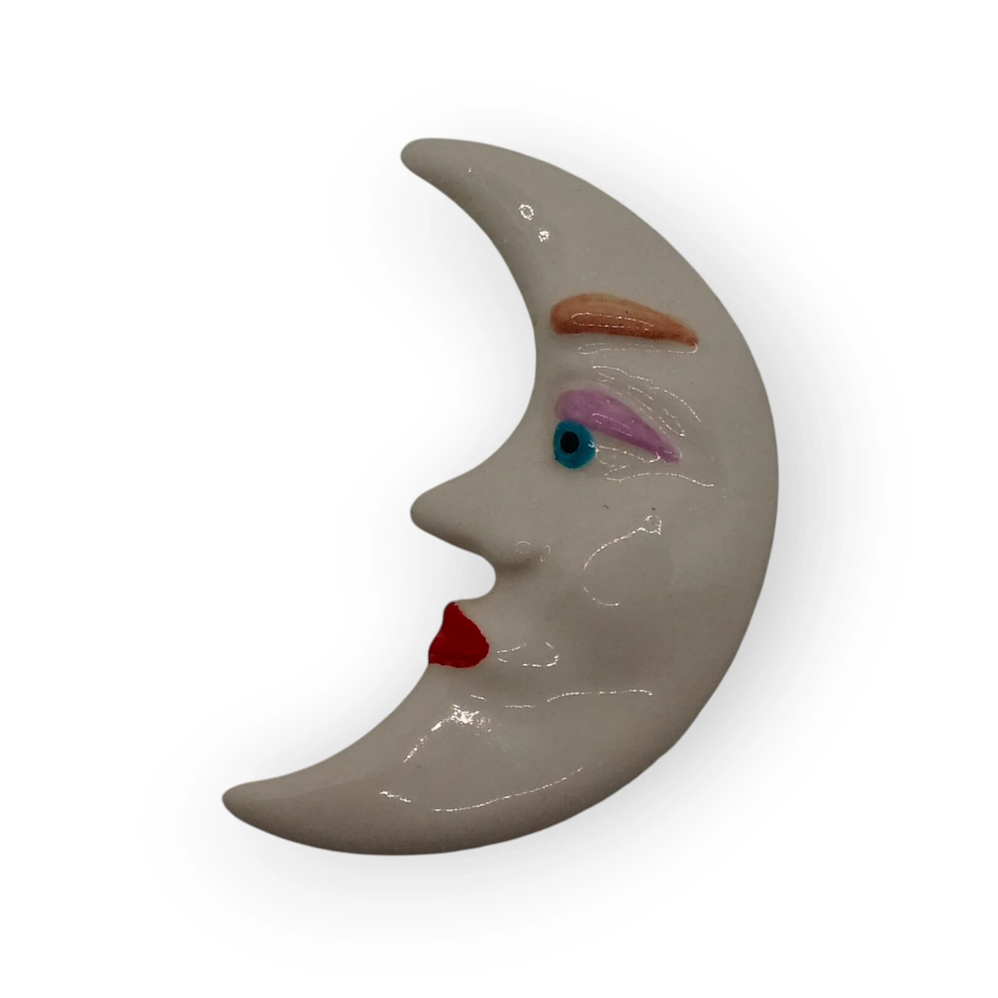 Glazed Ceramic Moon Face White