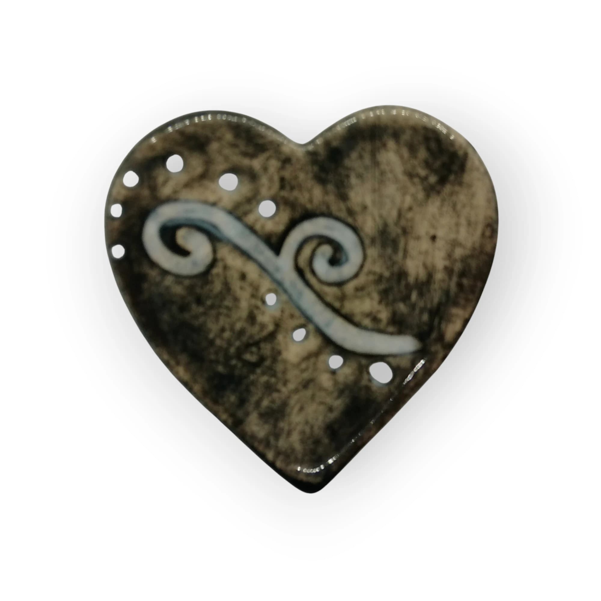 Glazed Ceramic Heart Brushed Black