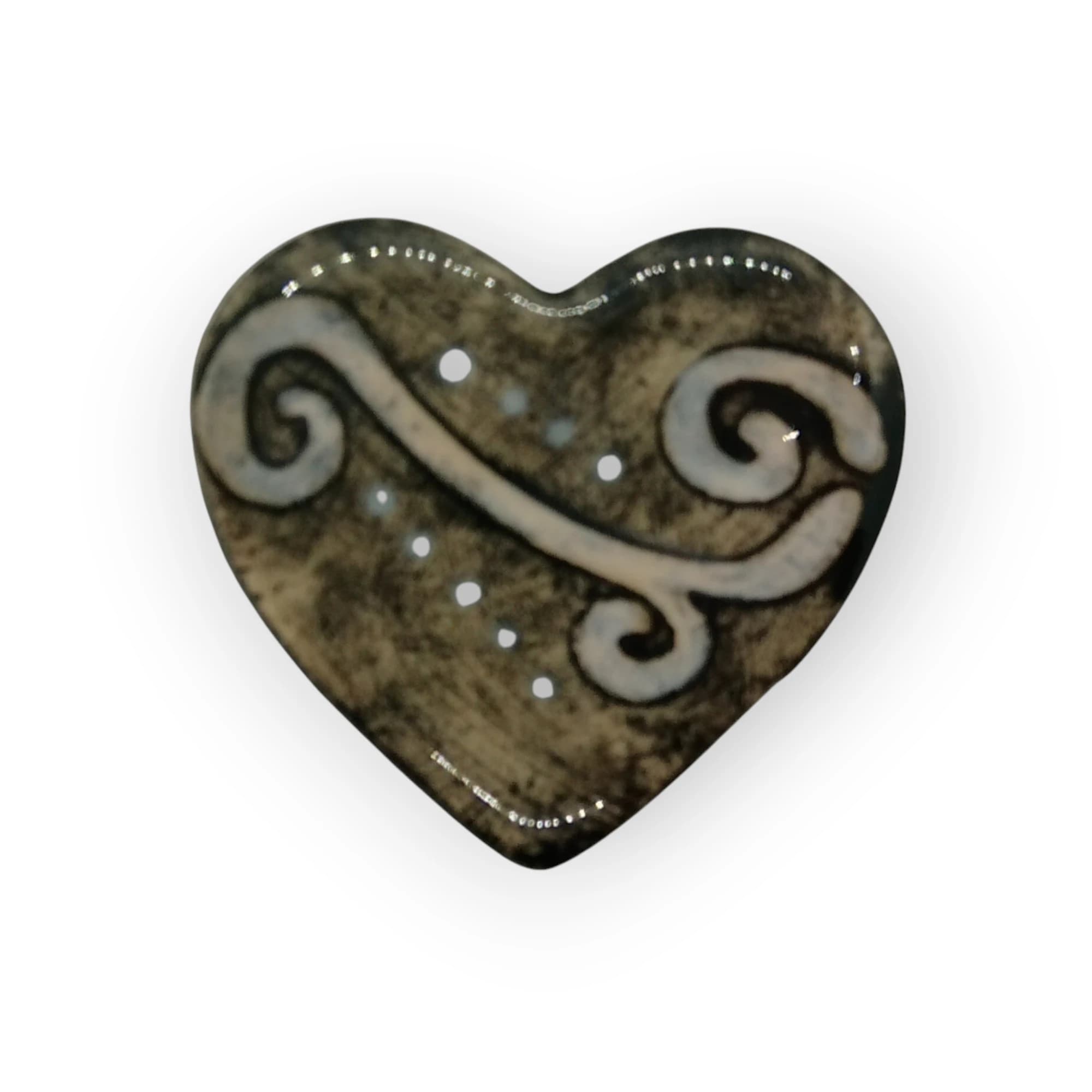 Glazed Ceramic Heart Brushed Black