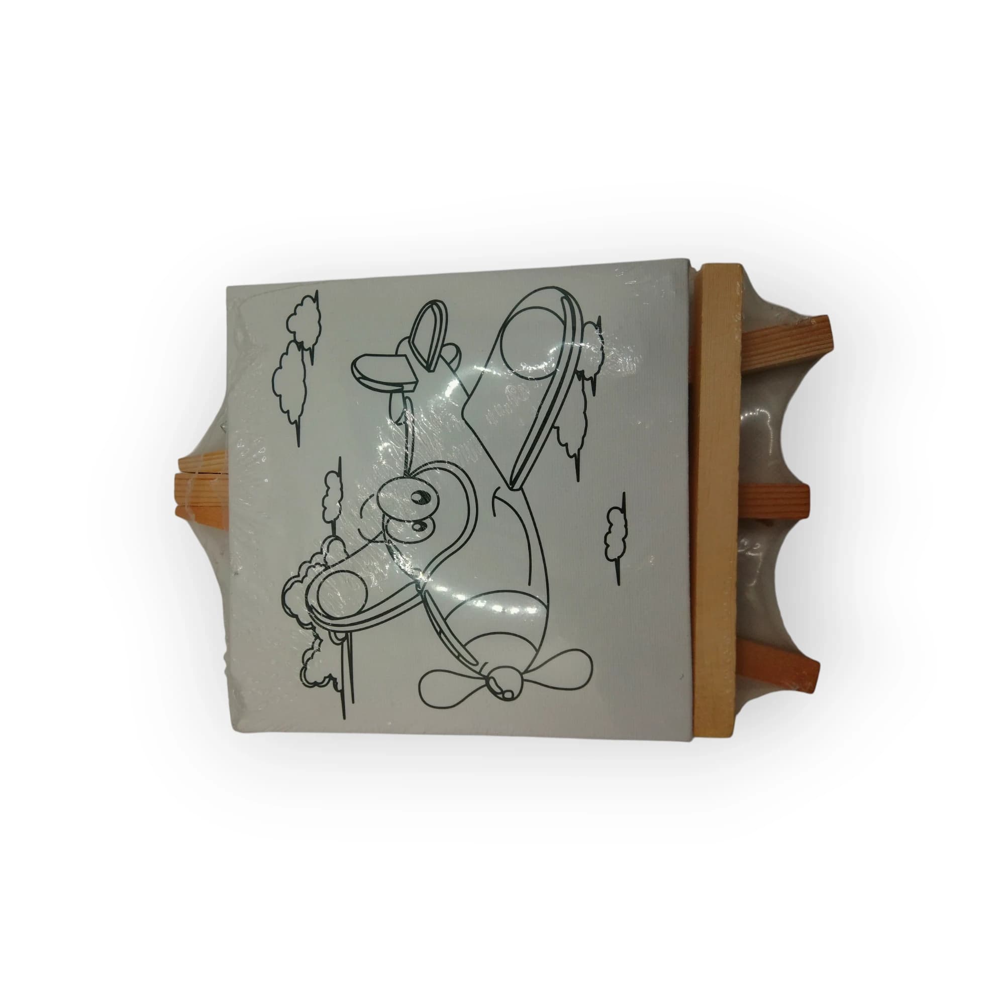Canvas On Easel With Paint Airplane