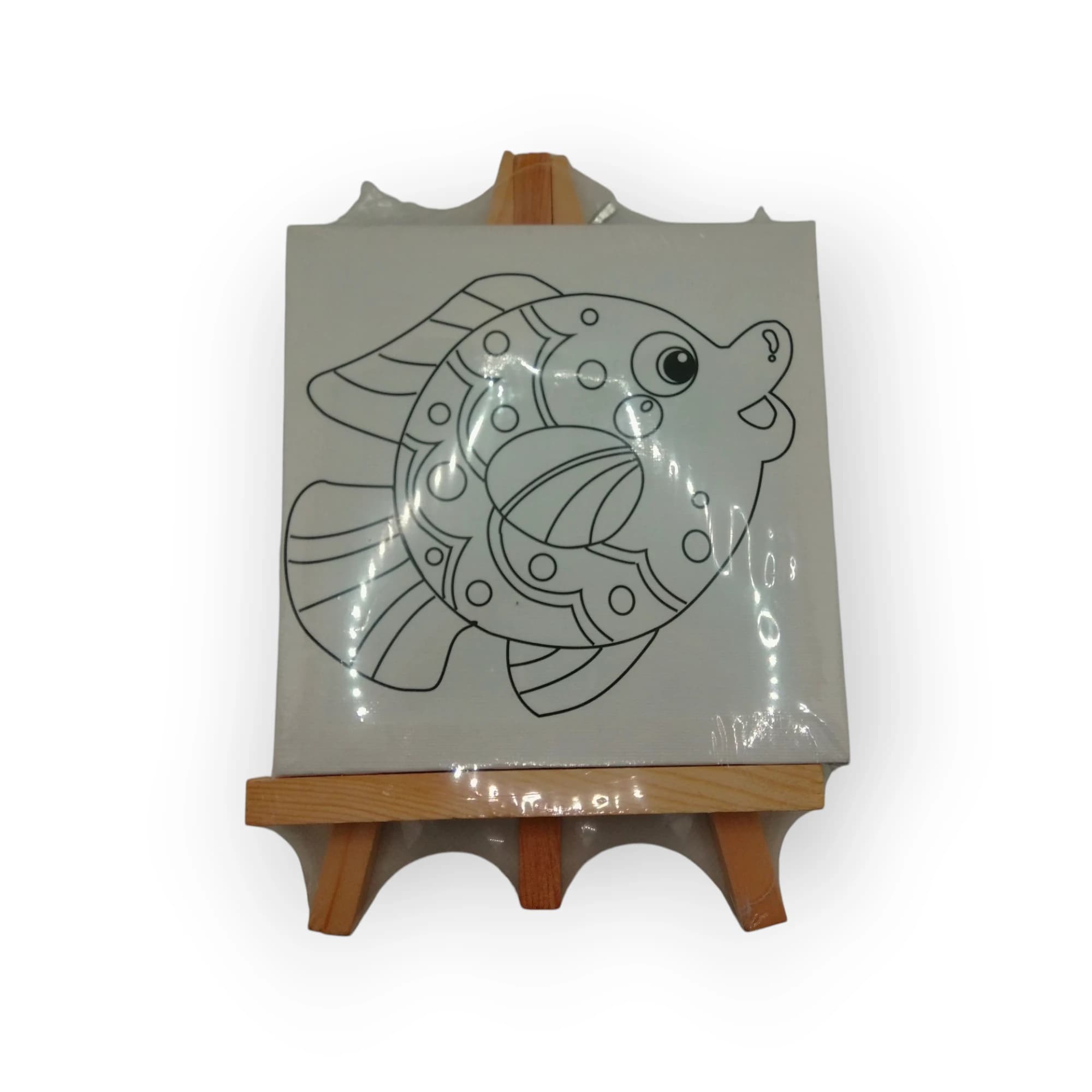 Canvas On Easel With Paint Fish