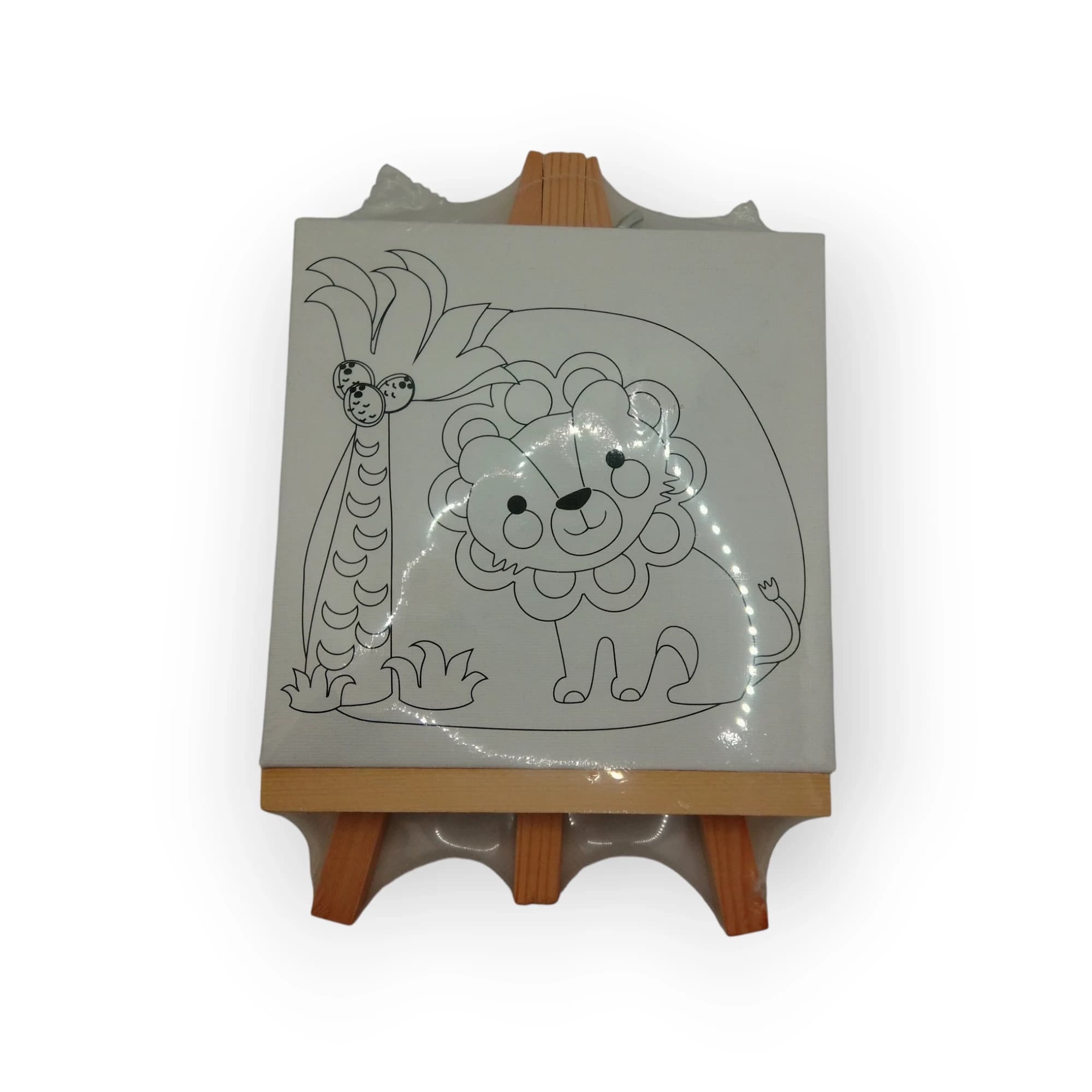 Canvas On Easel With Paint Lion