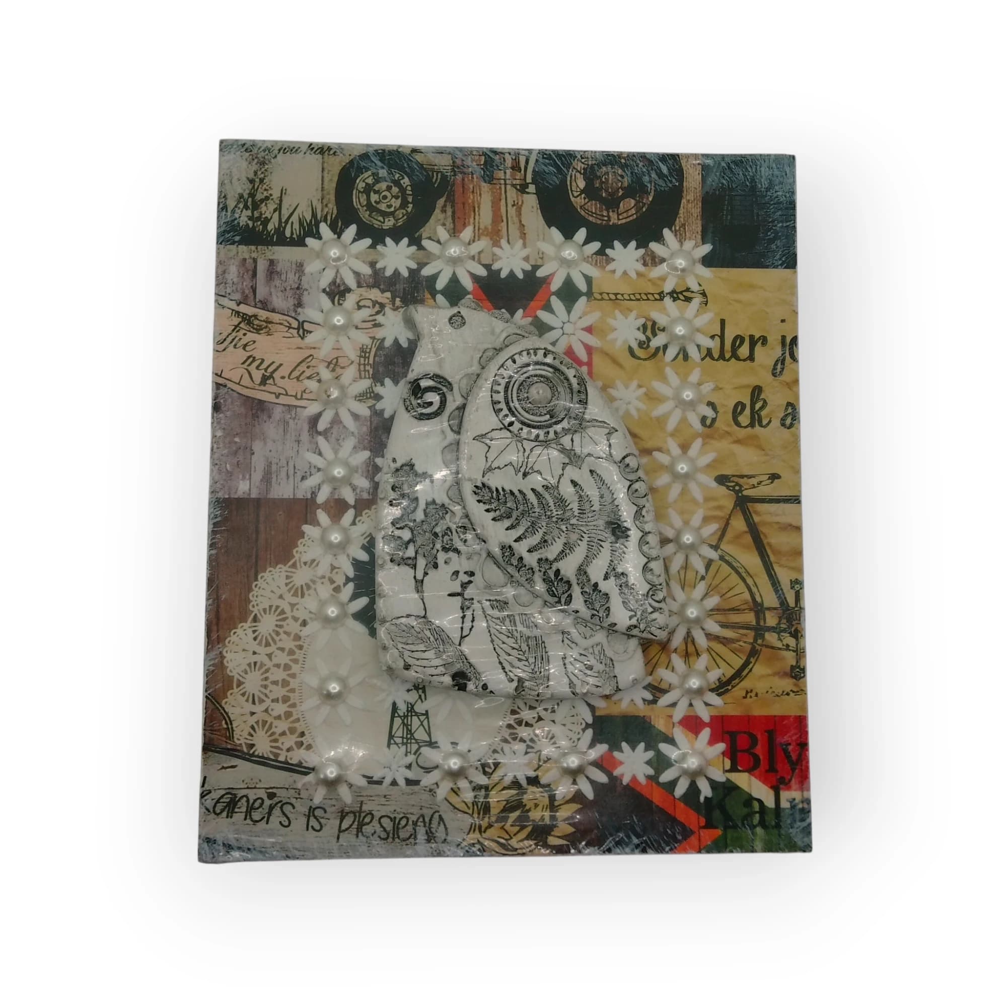 Pottery Bird on Wood