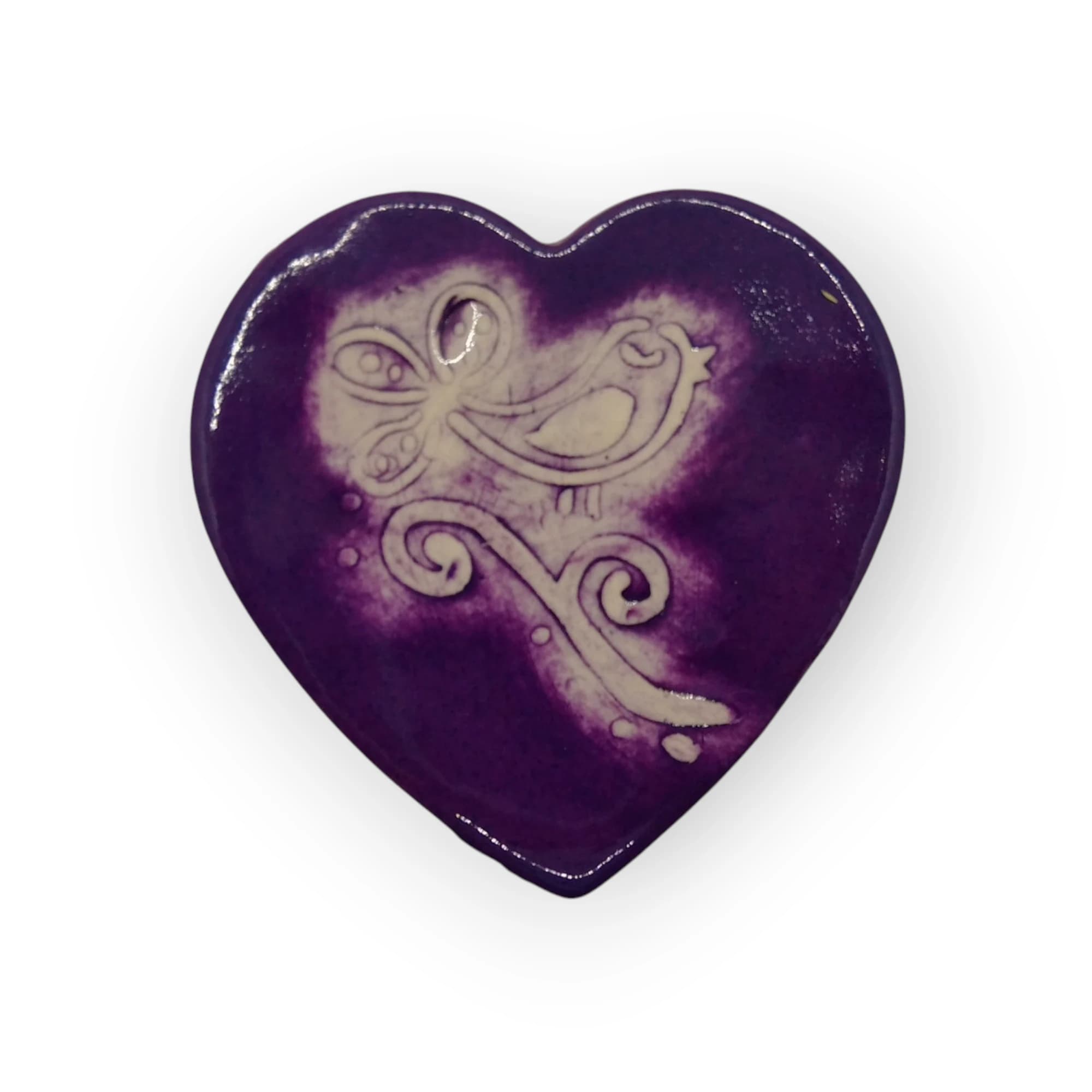 Glazed Ceramic Heart Purple