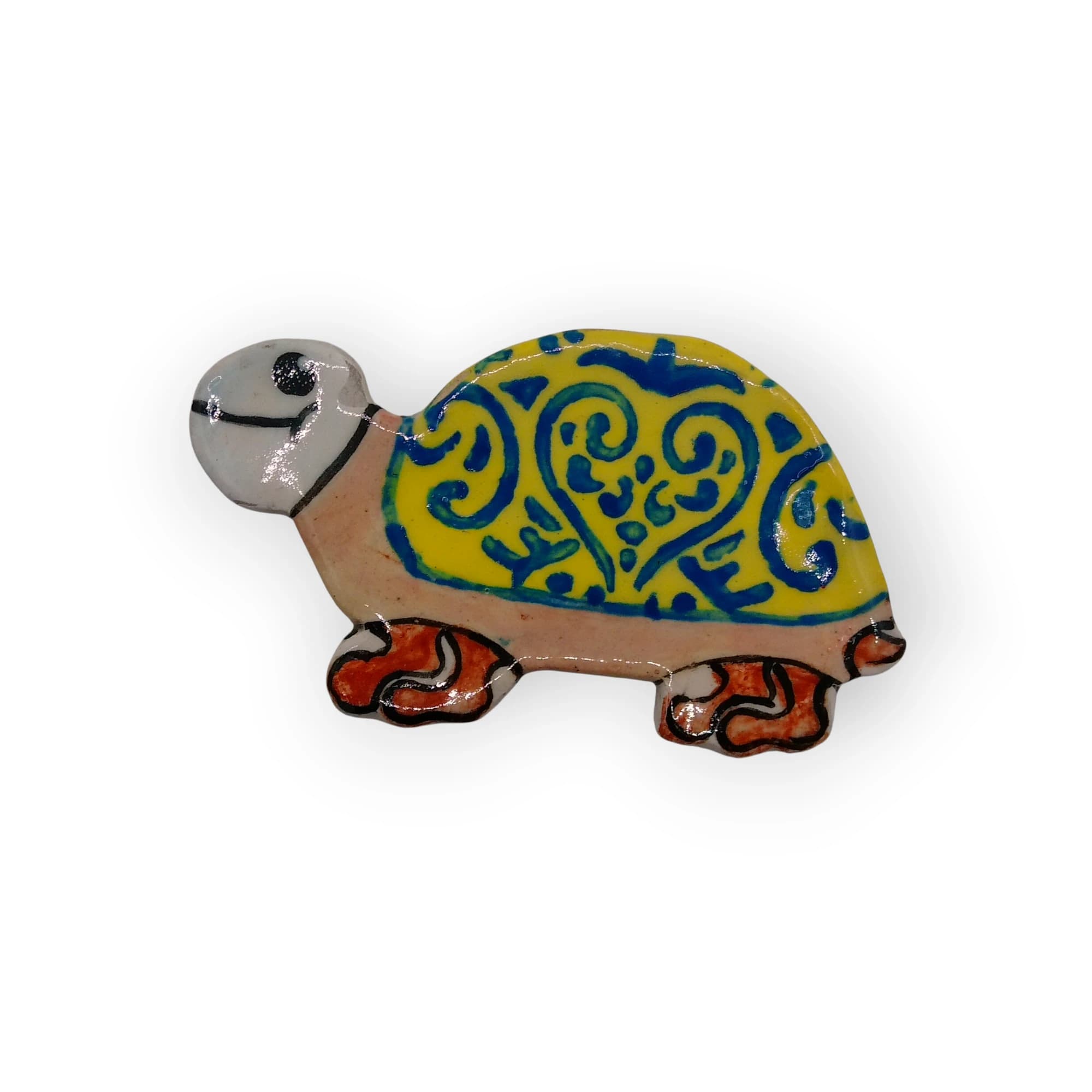 Glazed Ceramic Tortoise Yellow And Tan